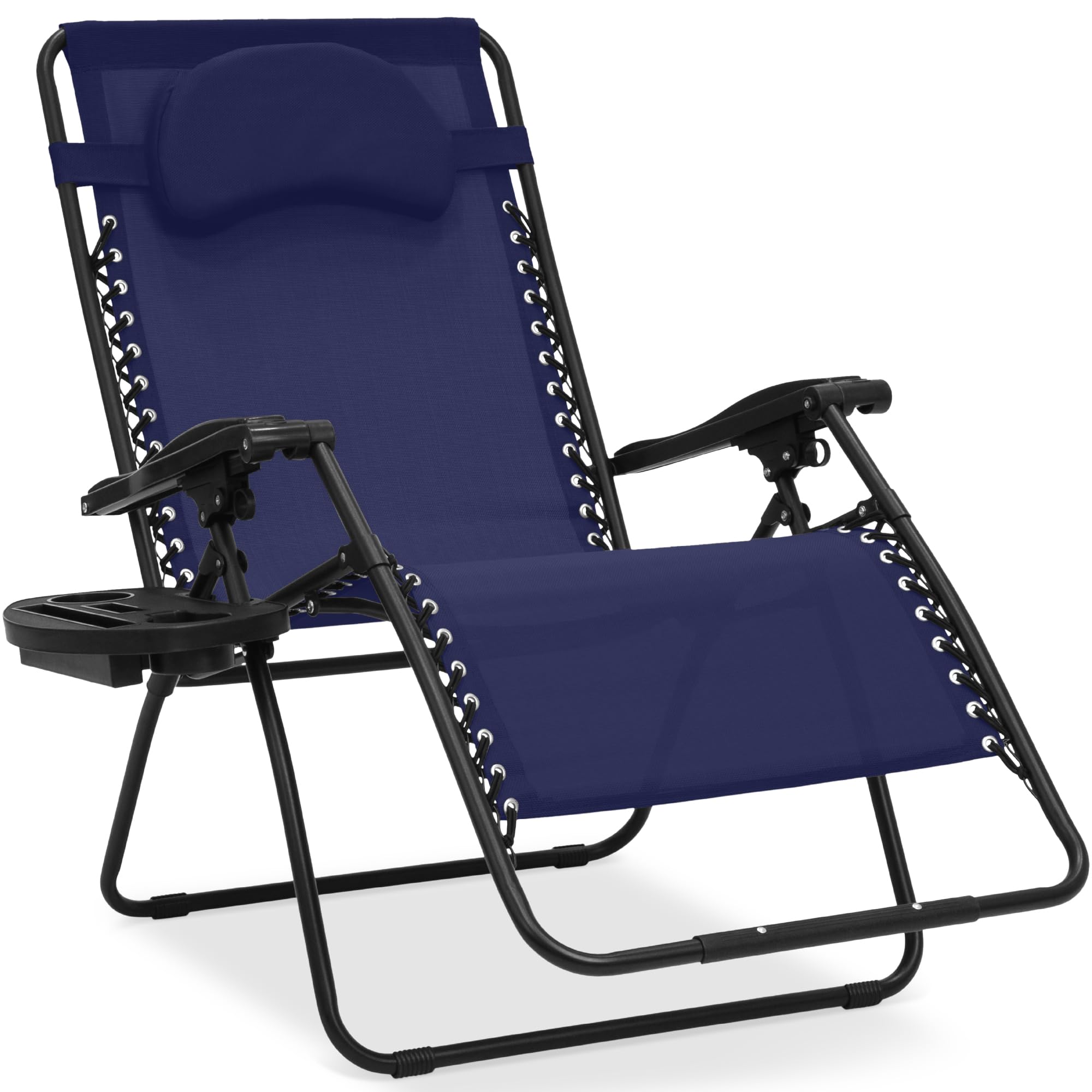 Best Choice Products Oversized Zero Gravity Chair, Folding Outdoor Patio Lounge Recliner w/Cup Holder Accessory Tray, Pillow - N