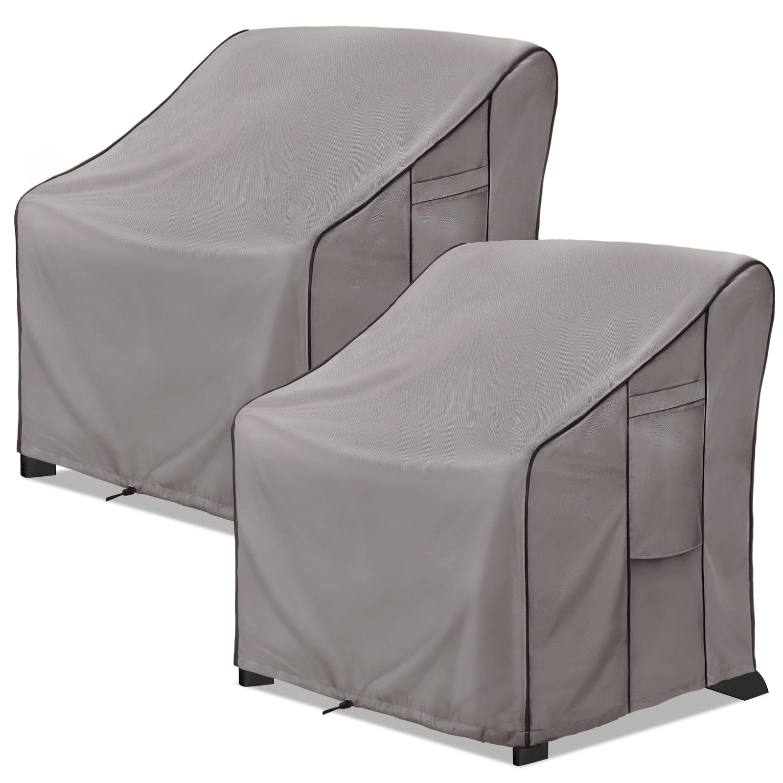 KylinLucky Outdoor Furniture Covers Waterproof 33W x 35D x 38.5H inches 2 Pack, Lawn Patio Chair Cover Cloudy Grey