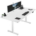 VIVO Electric Height Adjustable 71 x 36 inch Memory Stand Up Desk, Extra Deep White Table Top, White Frame, Standing Workstation