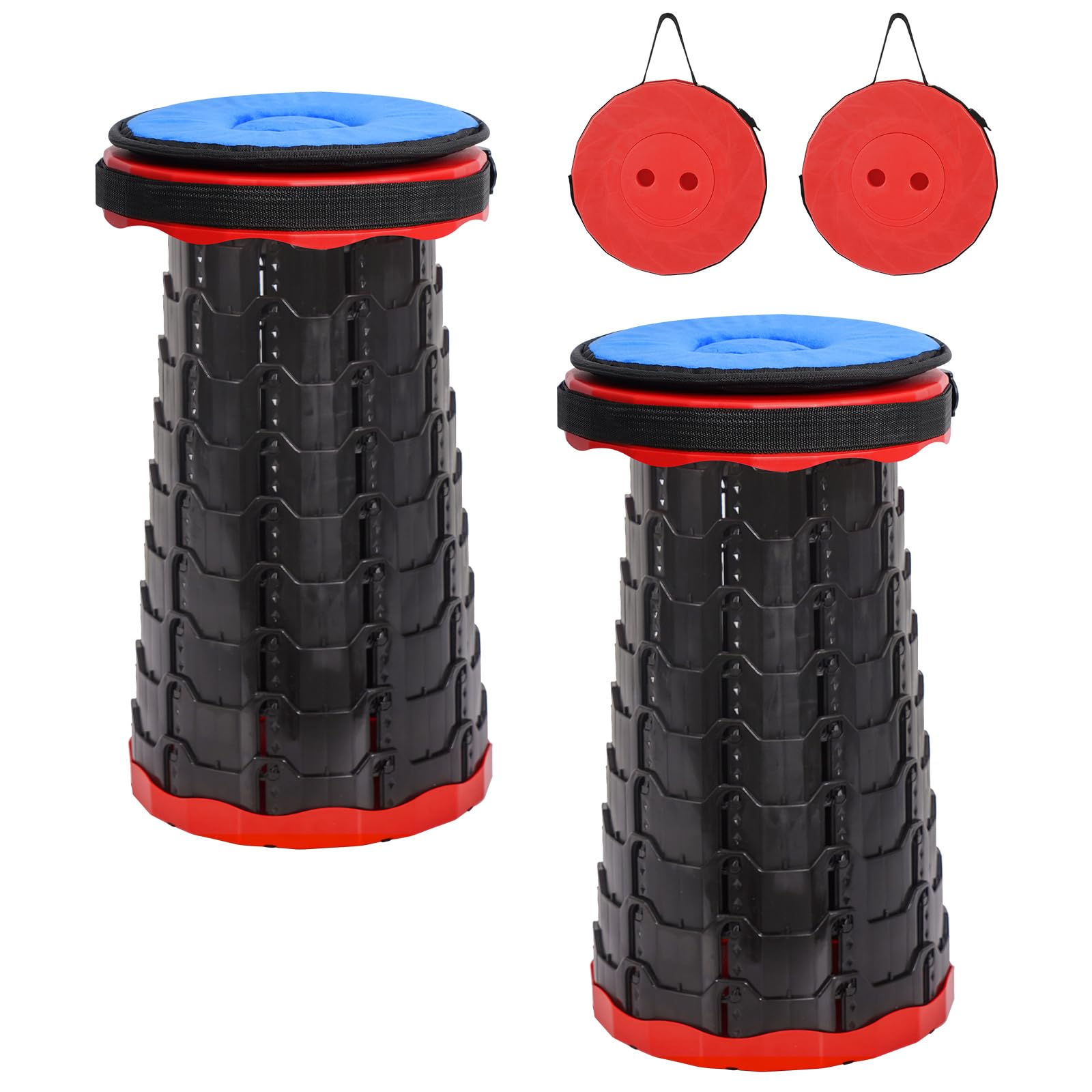 FXKS 2 Pack Portable Telescoping Stools Collapsible Stool with Cushion,Retractable Foldingstool Max Load Capacity 400lbs, Portab