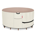 Porch Shield Round Patio Furniture Cover - Waterproof 600D Heavy Duty Outdoor Table and Chairs Cover 96 inch, Light Tan & Khaki