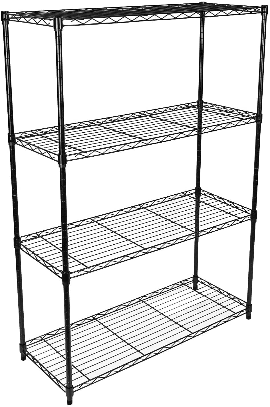 Simple Deluxe Heavy Duty 4-Tier Storage Shelving Unit, 35.83 W x 13.98 D x 55.91 H, 1000 Lbs Loading Capacity, Black