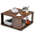 Giantex 32    Square Coffee Table, 2-Tier Wooden Table with Storage Shelf, Industrial Home Accent Table, Mid-Century Center Tabl