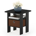 Furinno Andrey End Table / Side Table / Night Stand / Bedside Table with Bin Drawer, Americano/Medium Brown