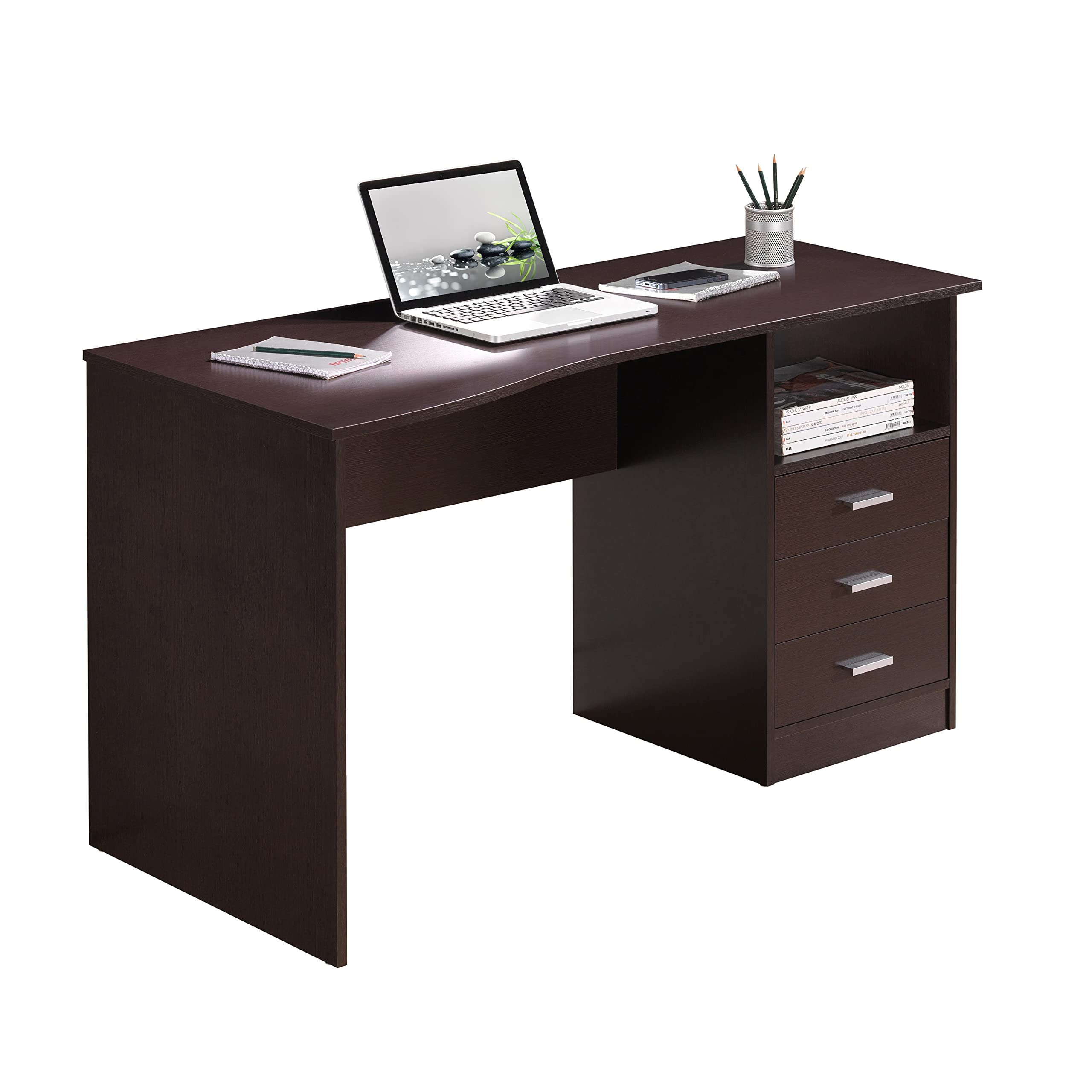 Techni Mobili Classic Computer Desk with Multiple Drawers, 29.5 x 23.6 x 51.2, Wenge