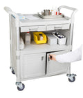 JaboEquip, Larger 3 Shelf Heavy Duty Lockable Hospital cart Medical cart, Utility Cart 606 lbs for Medical, L34.43xD19.69xH40.55