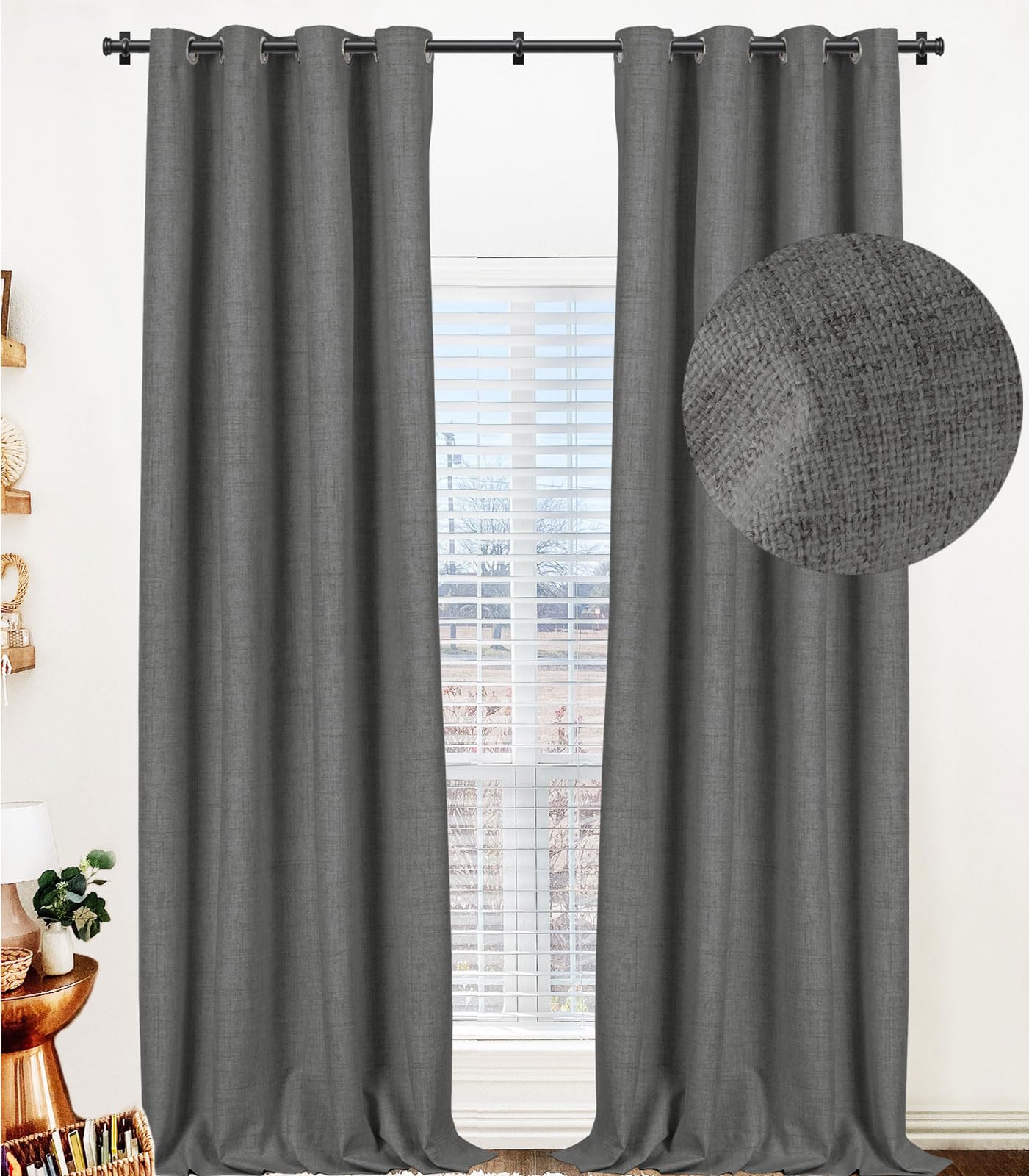 100% Blackout Curtains 72 Inches Long,Linen Blackout Curtains 72 Inch Length 2 Panels Set,Thermal Insulated Full Light Blackout 