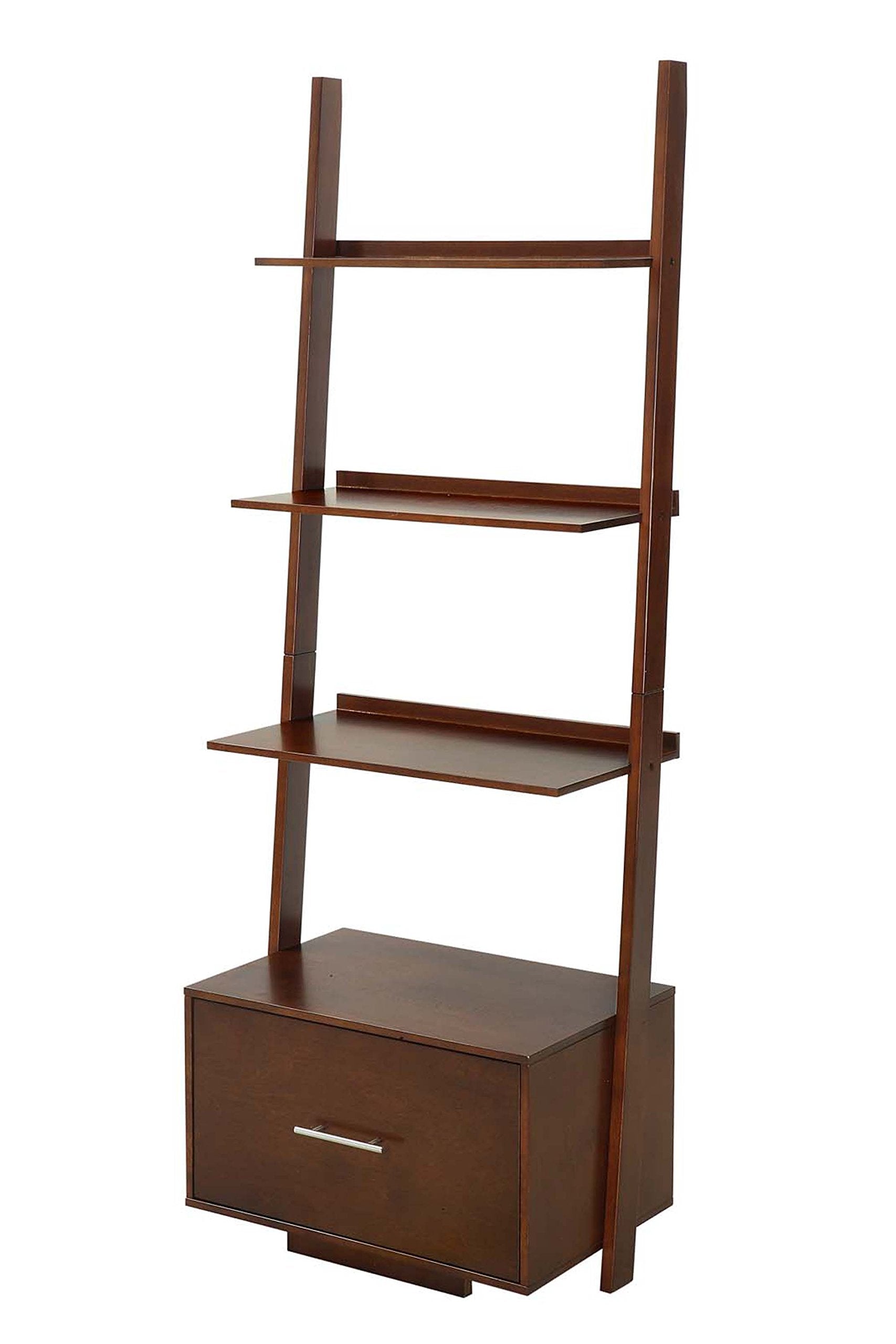 Convenience Concepts American Heritage Ladder Bookcase with File Drawer, Espresso