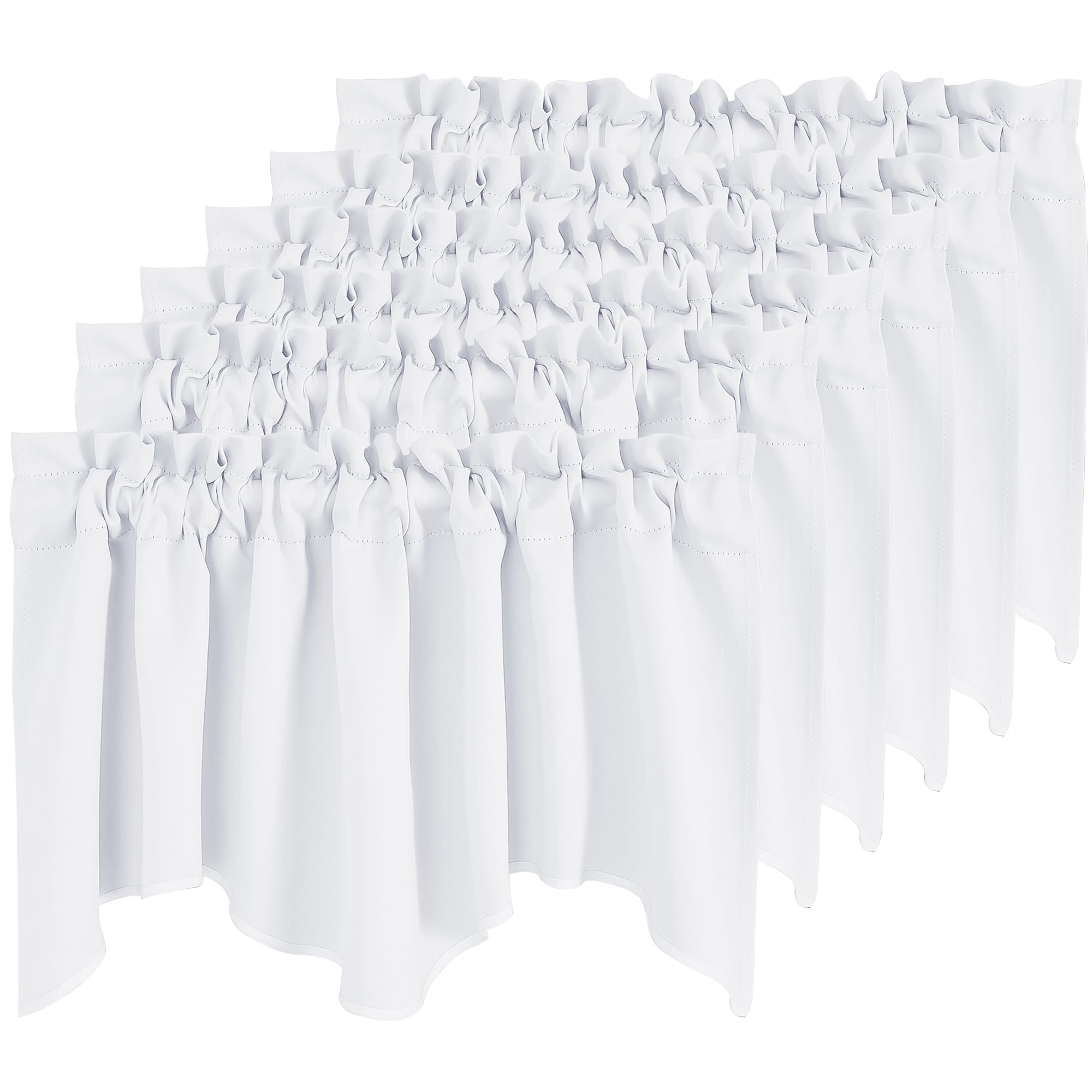 NICETOWN 6 Panels Pure White Bathroom Window Valances, Thermal Insualted Rod Pocket Privacy Protection Room Darkening Short Vala