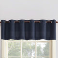 No. 918 Montego Casual Textured Semi-Sheer Grommet Curtain Valance, 56 x 14 Kitchen Tier Pair, Navy Blue