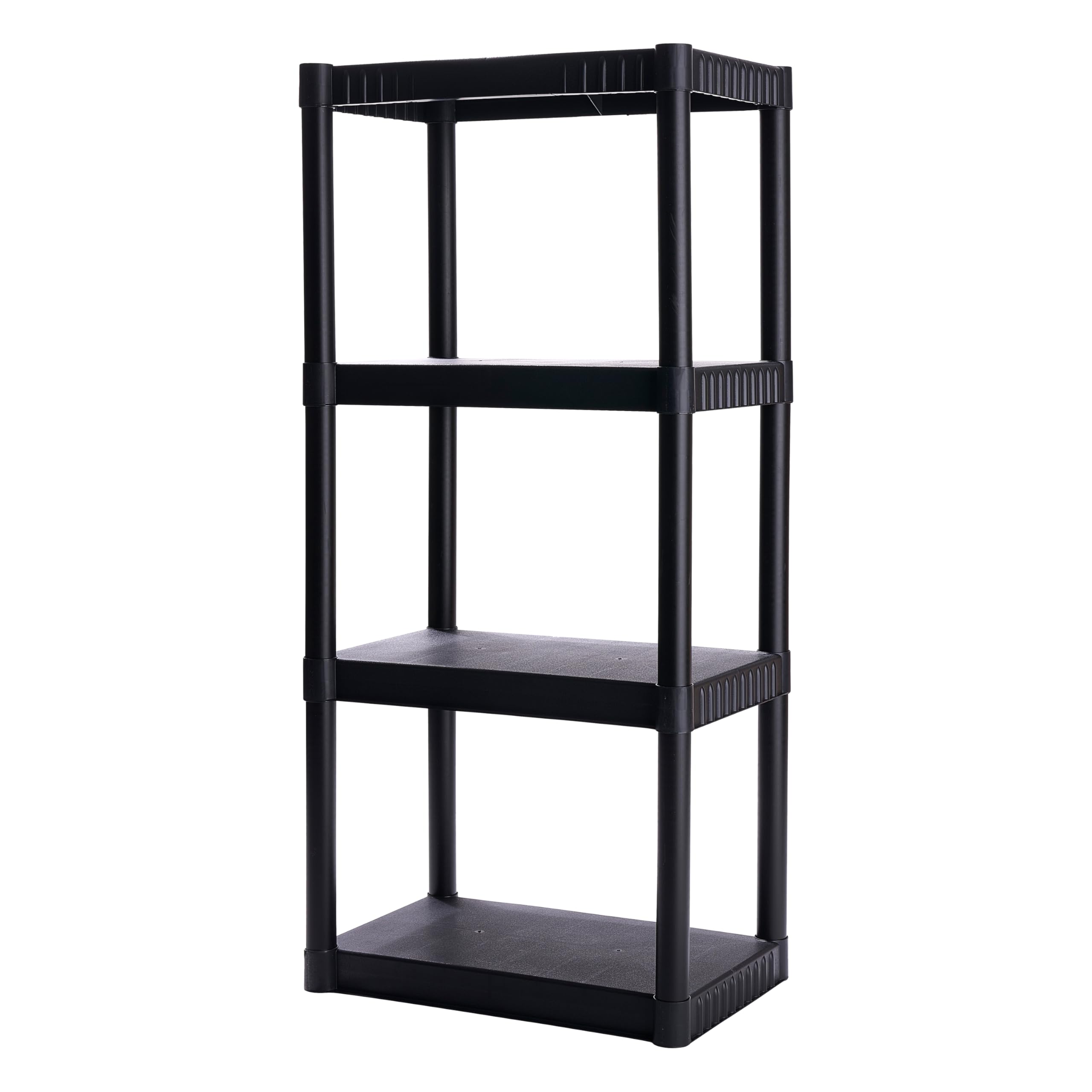 Plano 4-Shelf Plastic Storage Shelves, 48    x 23    x 14   , 200lb Capacity, Pantry, Office, Closet and Garage Shelves, Easy to