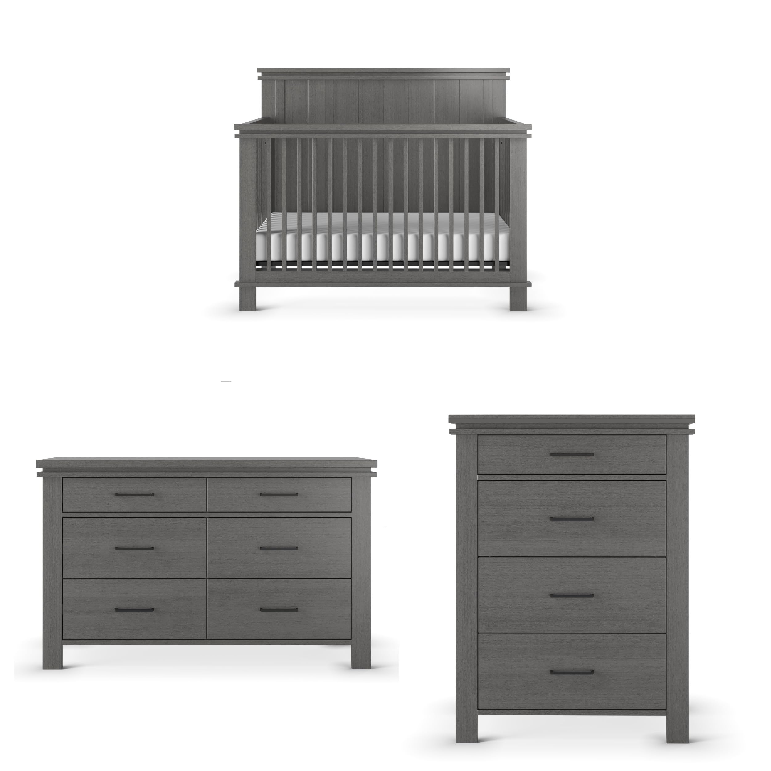 Child Craft Denman Crib, Dresser and Chest Nursery Set, 3-Piece, Includes 4-in-1 Convertible Crib, Dresser and Chest, Grows with