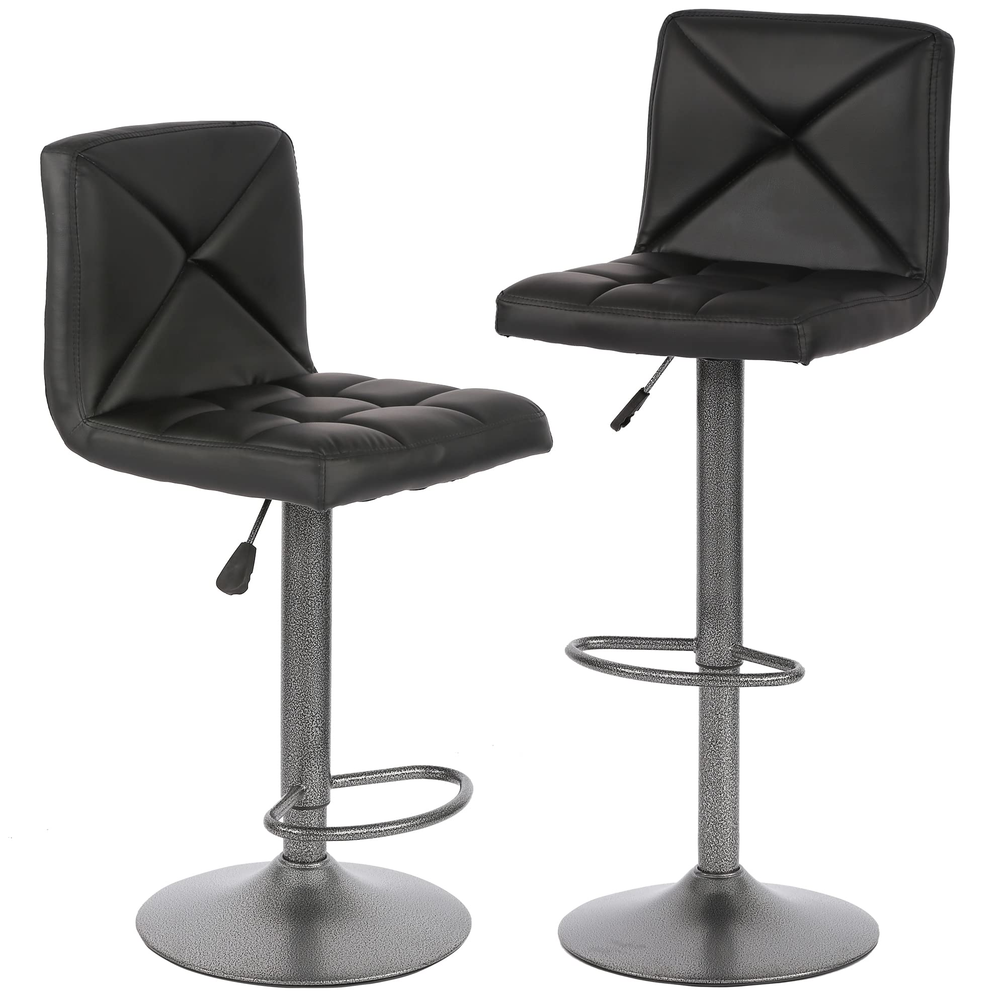 BestOffice Bar Stools Set of 2 Counter Height Swivel Stool PU Leather Modern Height Adjustable Swivel Barstools Hydraulic Chair 