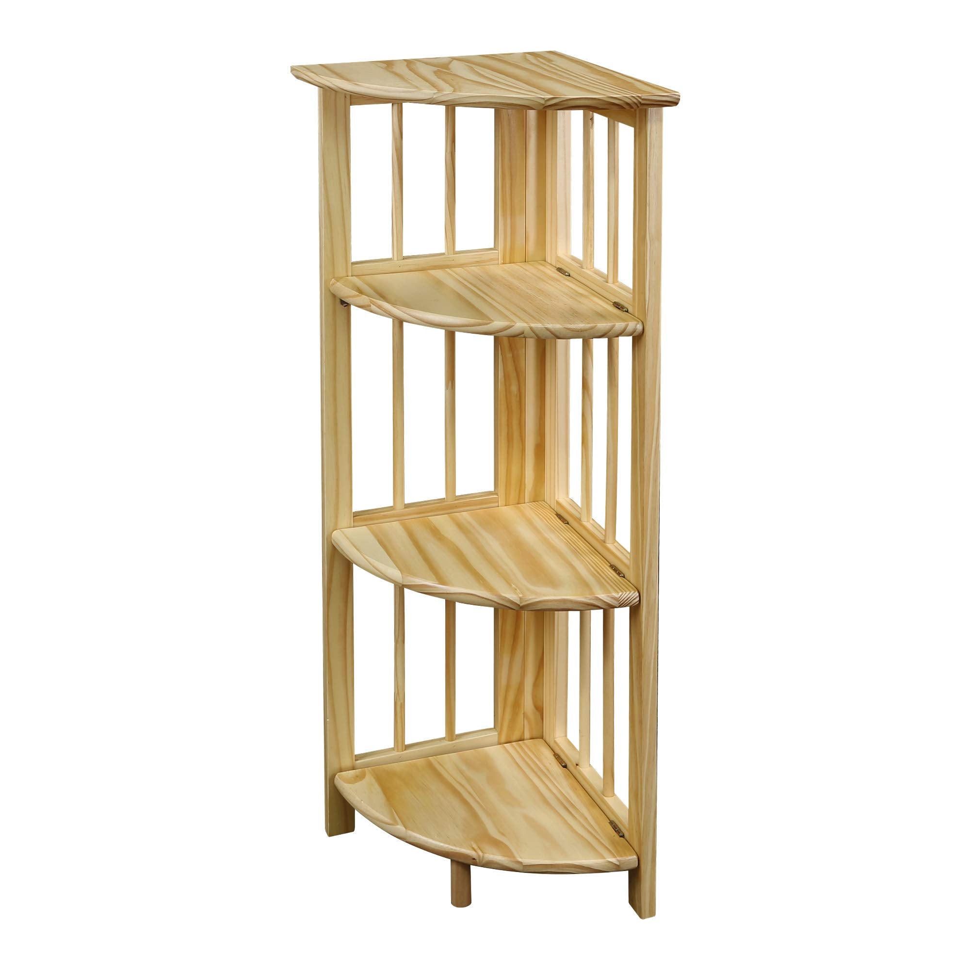 Casual Home Mission 4-Shelf Folding Solid Wood Corner Bookcase, Natural (New)