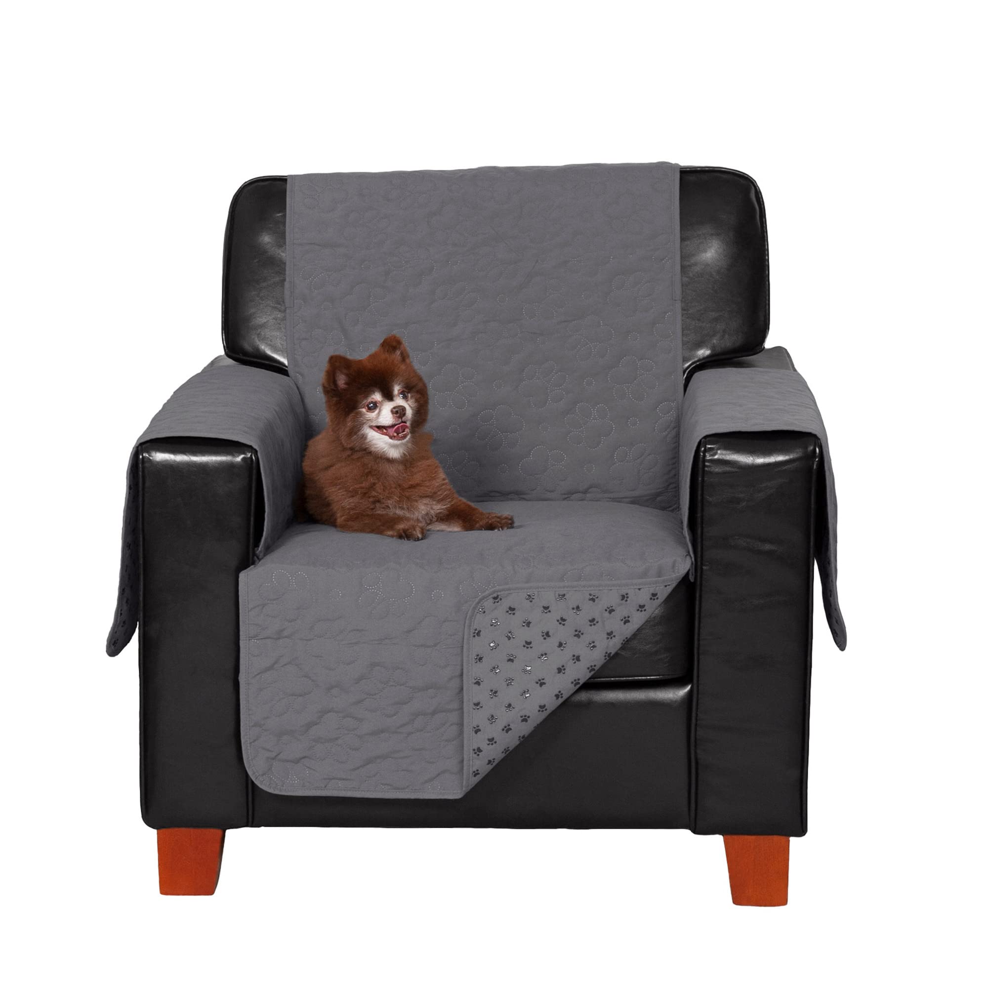 Furhaven Waterproof & Non-Slip Chair Cover Protector for Dogs, Cats, & Children - Quilted Paw Print Living Room Furniture Cover 