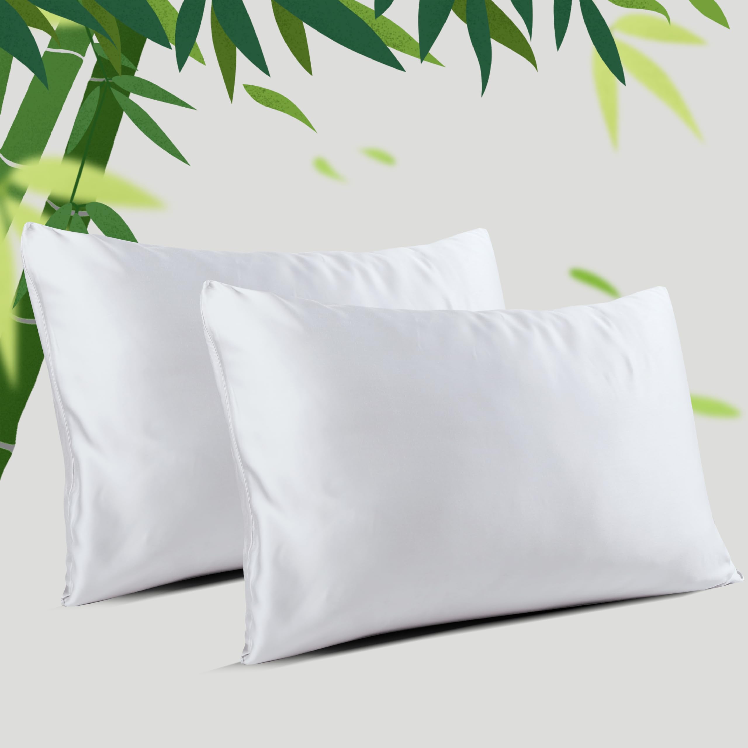 Bamboo Viscose Pillow Protectors King Size- Set of 2 Zippered, 400 Thread Count Pillow Cases Cooling Pillow Case 20x36 Inch Soft