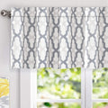 DriftAway Mason Geometric Trellis Pattern Window Curtain Valance Rod Pocket 52 Inch by 18 Inch Plus 2 Inch Header Gray