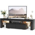 YESHOMY Modern LED TV Stand for Televisions up to 70 Inch with Glass Shelves and Drawer, Gaming Entertainment Center with Multip