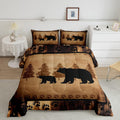 Bear Comforter Set Full Size Farmhouse Wild Animal Comforter Retro Bear Family Bedding Set for Kids Boys Girls Brown Bear Paws D