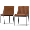SIMPLIHOME Melody Contemporary Dining Chair (Set of 2) in Distressed Tan Vegan Faux Leather for The Dining Room