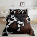 Cow Fur Bedding Set Kids Cowhide Leather Hair Comforter Women Men Soft Rustic Cow Skin Decor Comforter Set Brown Farmhouse Duvet