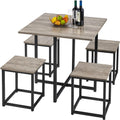 Yaheetech Dining Table Set for 4 Industrial Kitchen Table with 4 Chairs, Space-Saving Design for Apartment, Small Space, Breakfa