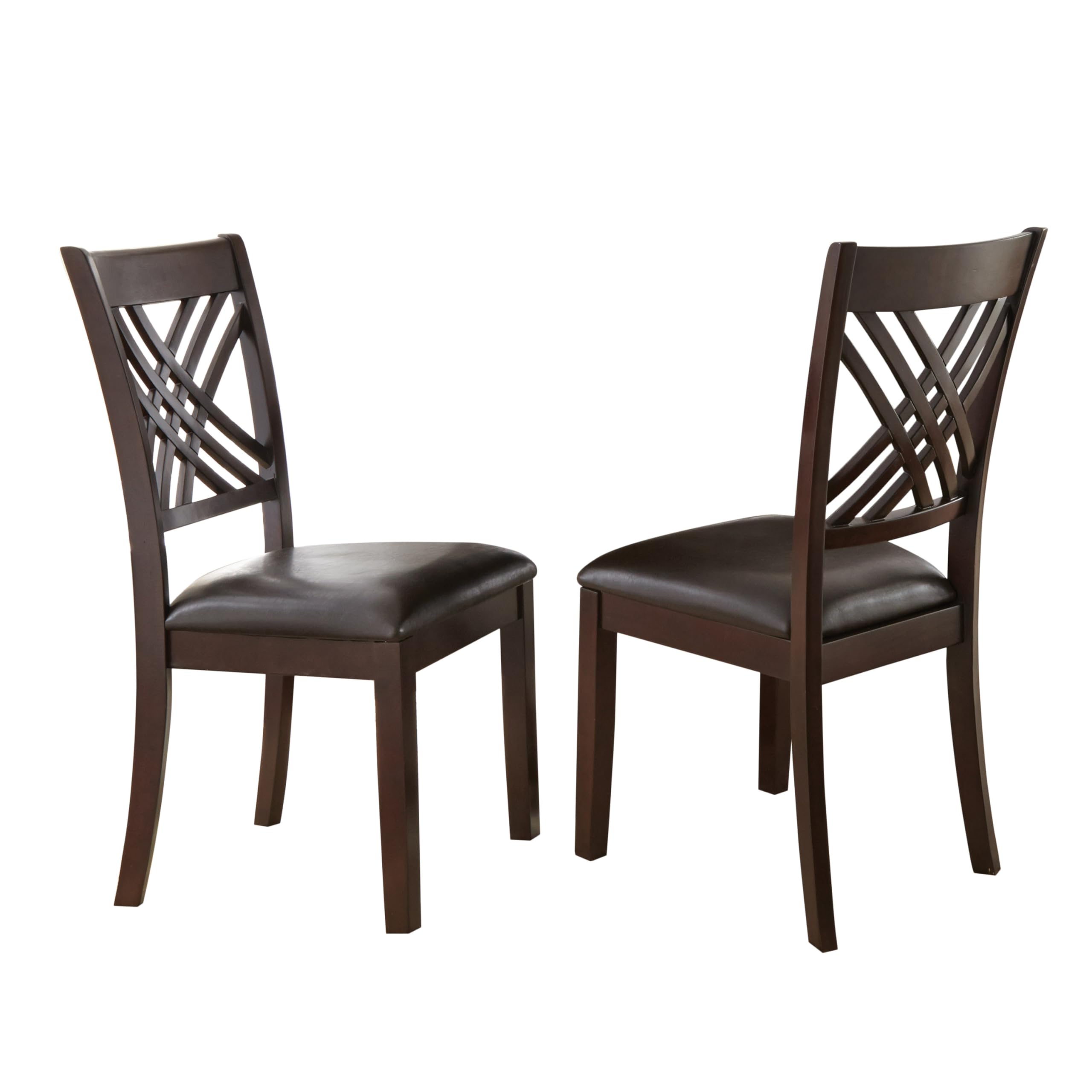 Steve Silver Company Adrian Side Chair, Set of 2 Chairs, Faux Leather Dining Room Chairs, Vegan Leather, Designer X Back, Espres