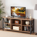 LVB Rustic Entertainment Center for 65 Inch TV, Industrial Wood and Metal TV Stand with Storage Shelf, Modern Television Media C