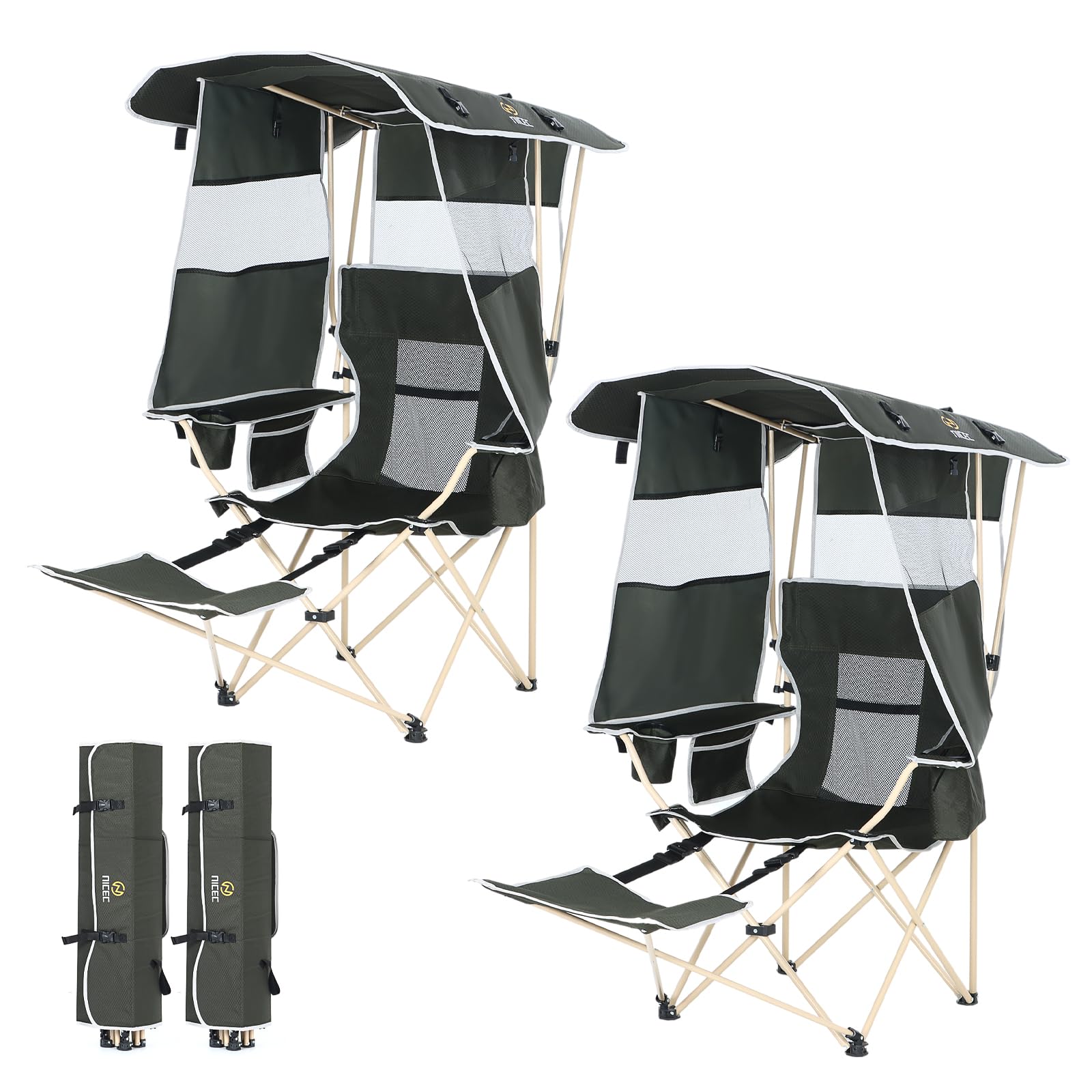 Nice C Chair with Canopy, Umbrella Chairs, Chair with Shades, Sports Chairs, w/Removable Footrest, Cooler Bag, Cup Holder for Ca