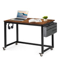 AHB 47 Rolling Computer Desk with 4 Smooth Wheels and 3 Iron Hooks, Simple Style Mobile Writing Desk Home Office Study Table Mov
