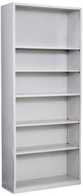 HON Metal Bookcase, Six-Shelf, 34.5w x 12.63d x 81.13h, Light Gray