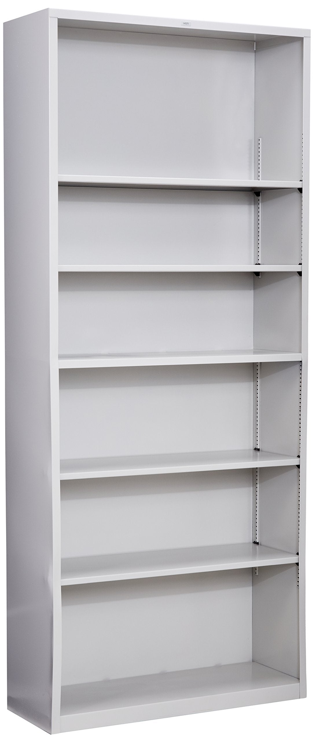 HON Metal Bookcase, Six-Shelf, 34.5w x 12.63d x 81.13h, Light Gray