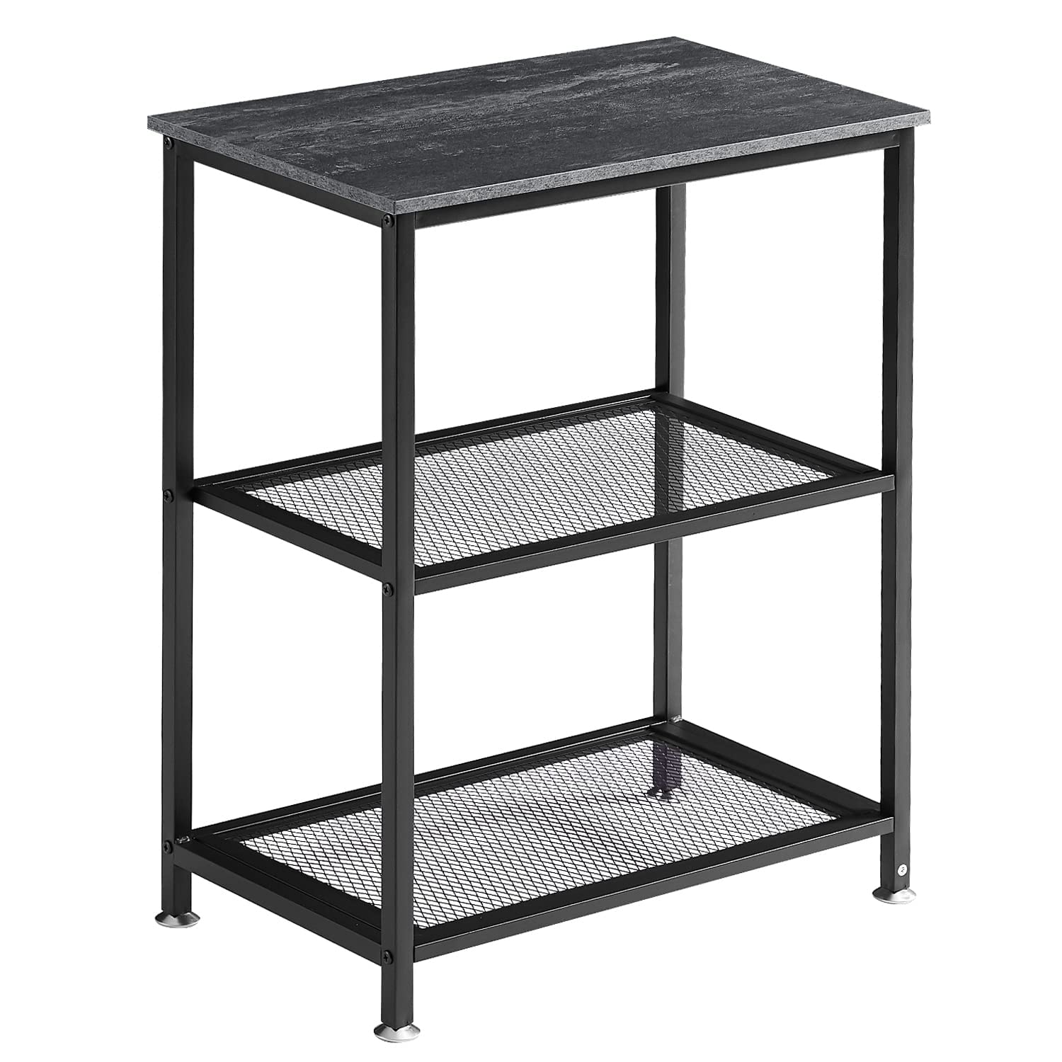 VECELO Tall End Side Tables, 30 Height Nightstand with 3-Tier Storage Shelf for Bedroom Living Room, Easy Assembly,Industrial St