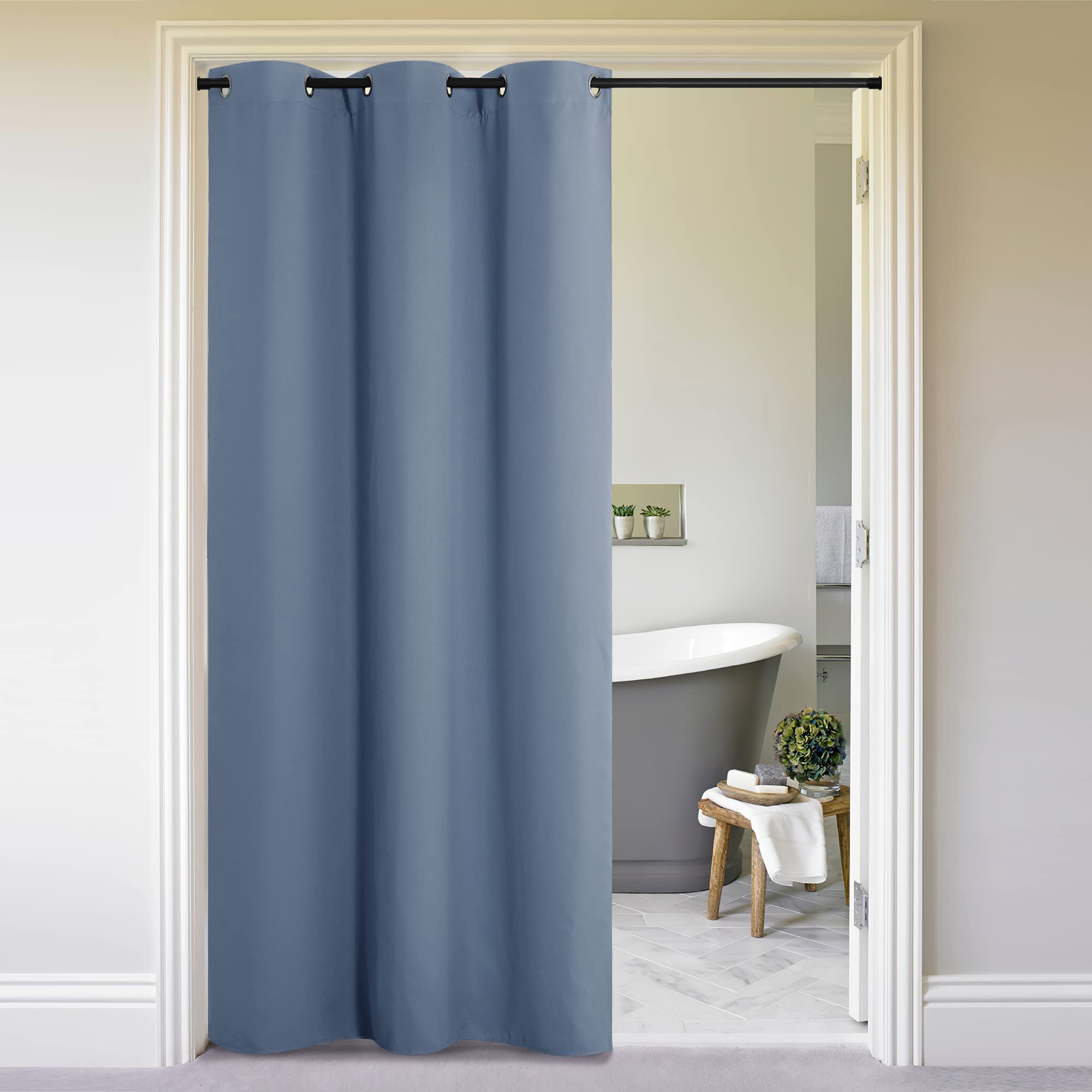 NICETOWN Curtains & Drapes for Door Tapestry, Sound Noise Canceling Room Darkening Replacement Makeshift Curtains for Bathroom P