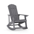 Flash Furniture Savannah Poly Resin Wood Adirondack Rocking Chair - All Weather Gray Polystyrene - Stainless Steel Hardware