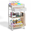 Homsorout 3 Tier Rolling Cart - Metal Utility Cart with Storage Drawer and Wheels, Versatile Art & Craft Organizer for Home, Off