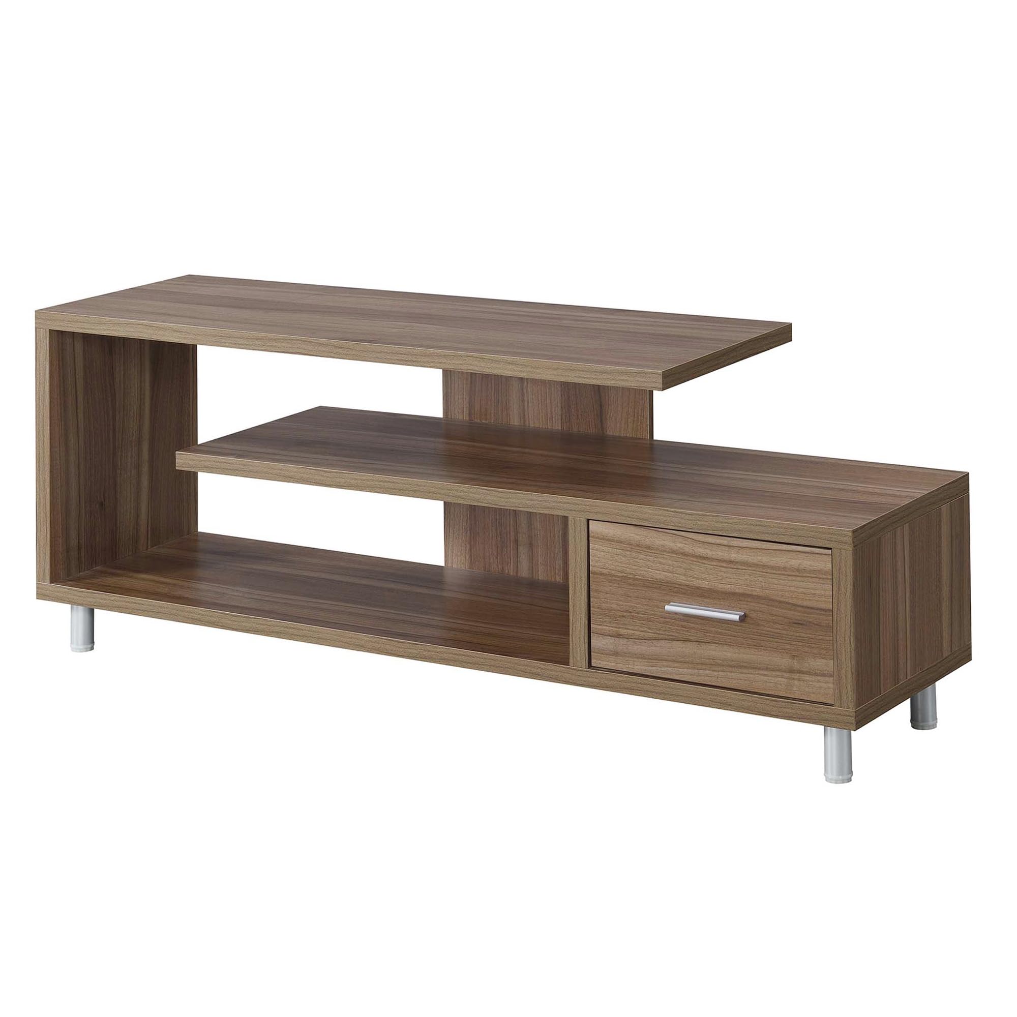 Convenience Concepts Seal II Stand 23.75 3-Tier Entertainment Center 65 Inches, Modern 1 Drawer TV Mount with Shelves for Living