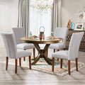 Parsons Dining Chairs Set of 4, Upholstered Nailhead Dining Room Kitchen Side Chair with Thick Cushions and Wood Legs, Light Gre