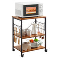 Mr IRONSTONE Microwave Cart 23.7 for Small Space, 3-Tier Coffee Cart Rolling Kitchen Utility cart Microwave Stand on Wheels, V