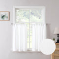 Tollpiz Linen Tier Curtain Rod Pocket Semi Sheer Half Kitchen Curtains Burlap Light Filtering Thick Linen Drape for Bathroom, 30