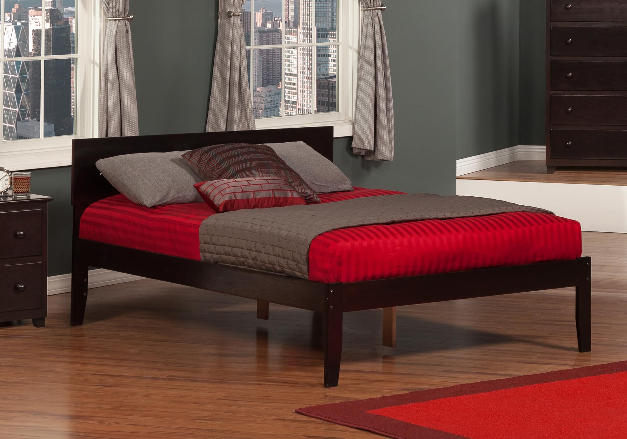 AFI Orlando Twin Size Platform Bed with Charging Station in Espresso