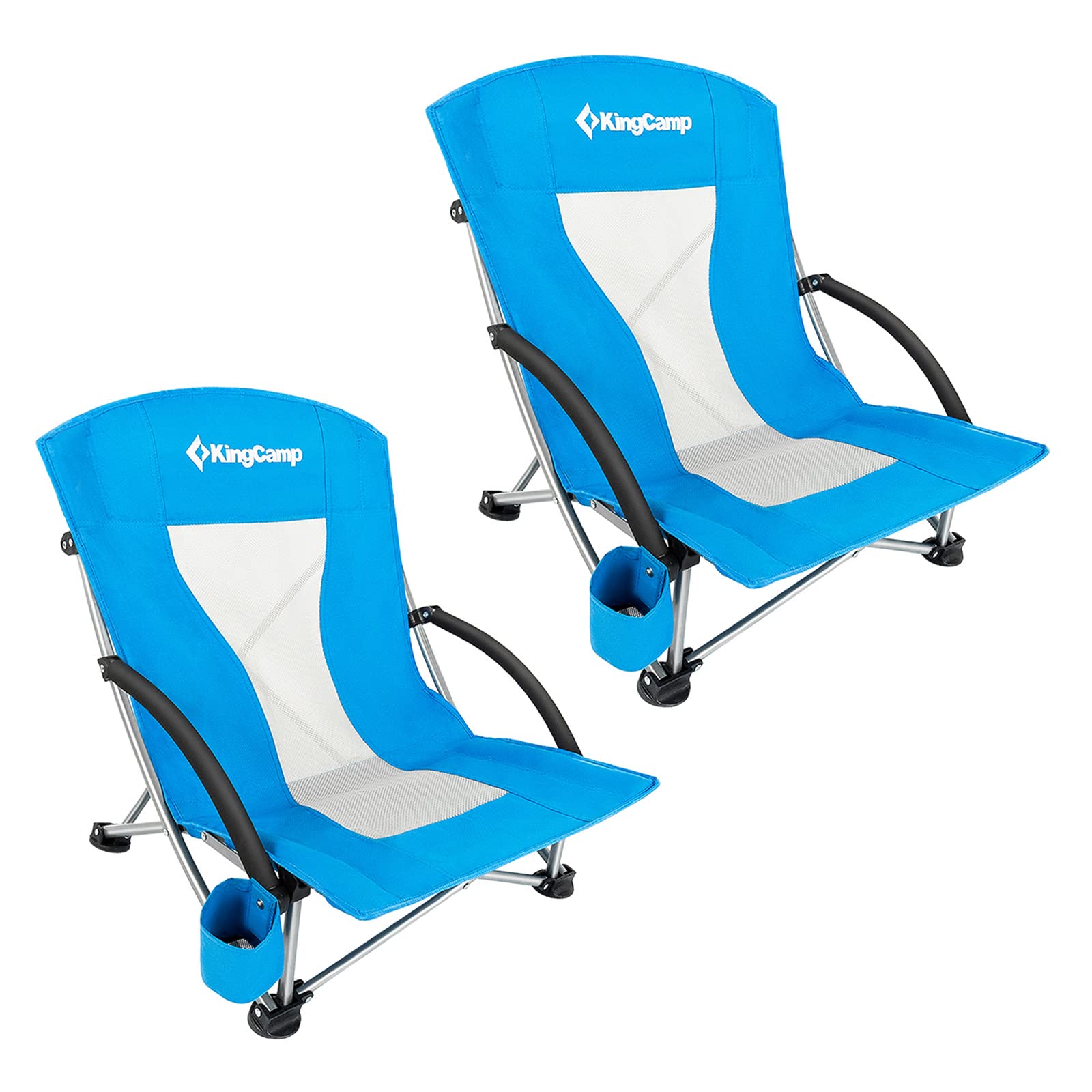 KingCamp Low Sling Beach Chair for Camping Concert Lawn, Low and High Mesh Back Two Versions