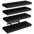 Fixwal Floating Shelves for Wall, Rustic Wood Finish Wall Shelves with Invisible Brackets, Black Floating Wall Decor Shelves for