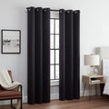 ECLIPSE Andover Solid Tripleweave Thermal Blackout Grommet Curtains for Bedroom (2 Panels), 42 in x 108 in, Black
