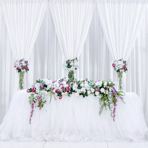 20 ft x 10 ft Wrinkle Free White Backdrop Curtain Panels, Polyester Photography Backdrop Drapes, Wedding Party Home Decoration S