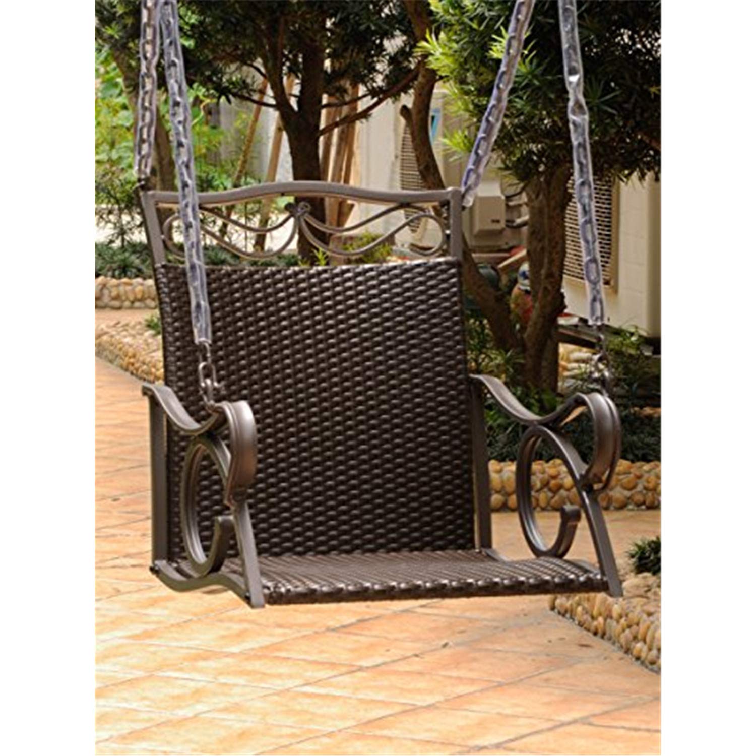 International Caravan Valencia Resin Wicker Porch Swing Chocolate