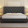 Yaheetech Full Bed Frame Upholstered Platform Bed with Wing Side Tufted Headboard/Sturdy Wooden Slat Support/No Box Spring Neede