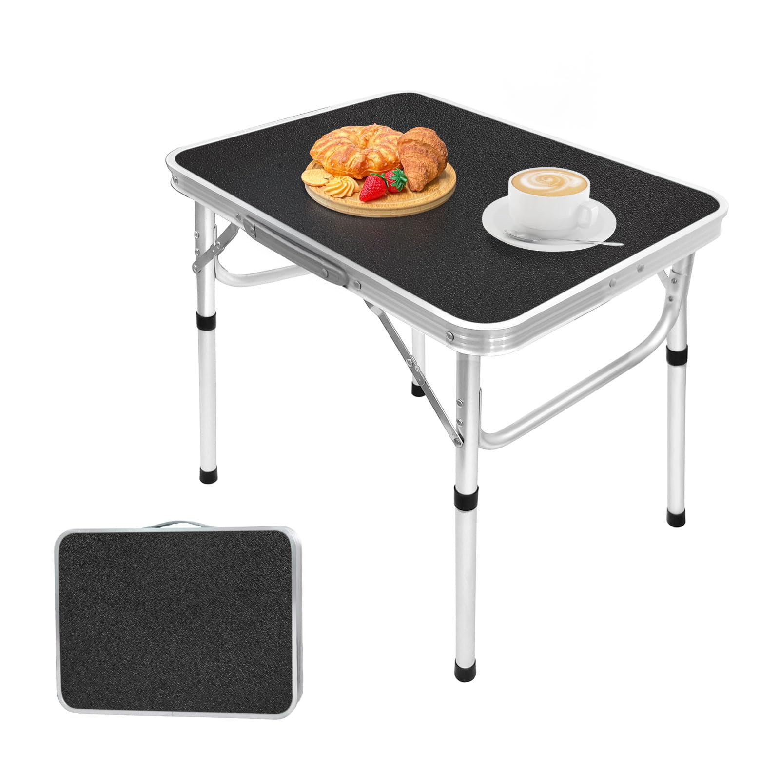 Camp Field Aluminum Folding Small Table, Adjustable Height Lightweight Portable Camping Table for Picnic Beach Outdoor Indoor (S