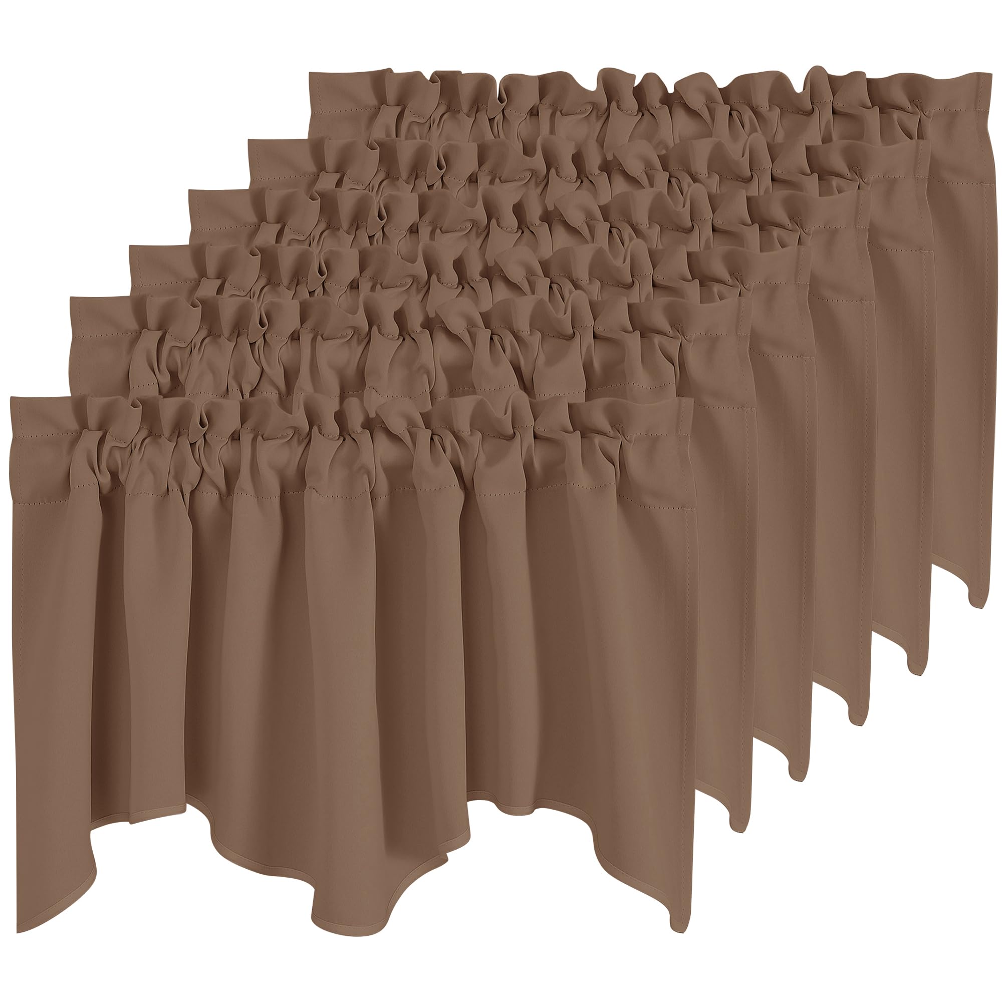 NCIETOWN Cafe Window Valances - Farmhouse Thermal Insulated Small Window Tiers for Kitchen Basement, Rod Pocket Scalloped Valanc