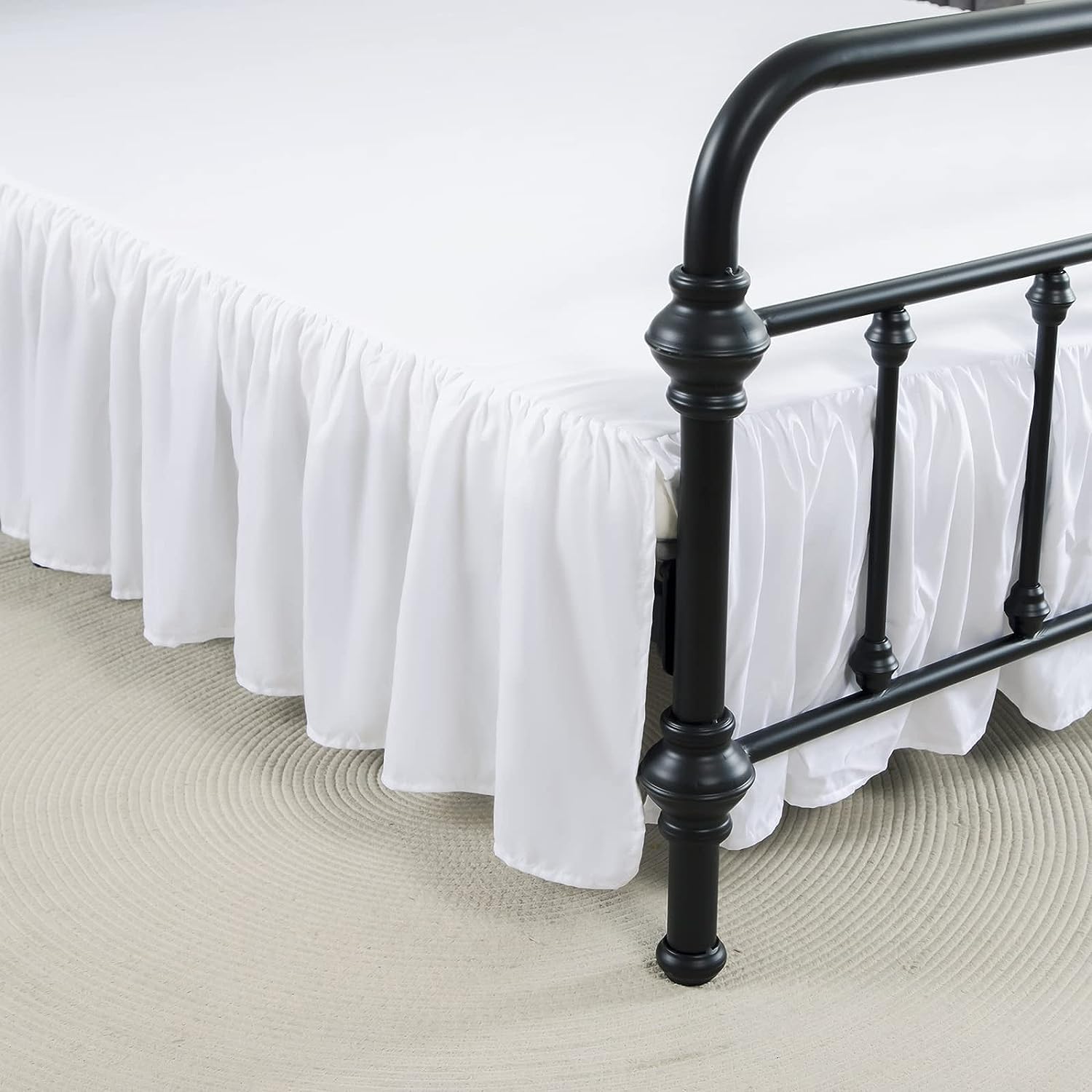 xuan dian Bed Skirt King Size Ruffled Bed Skirts with Split Corners,16 Inch Drop Dust Ruffle Bed Skirt with Platform, White, Kin